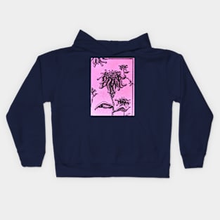 Pink Flower in Pink Kids Hoodie